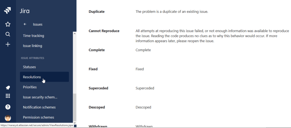 Manage resolution types in Jira