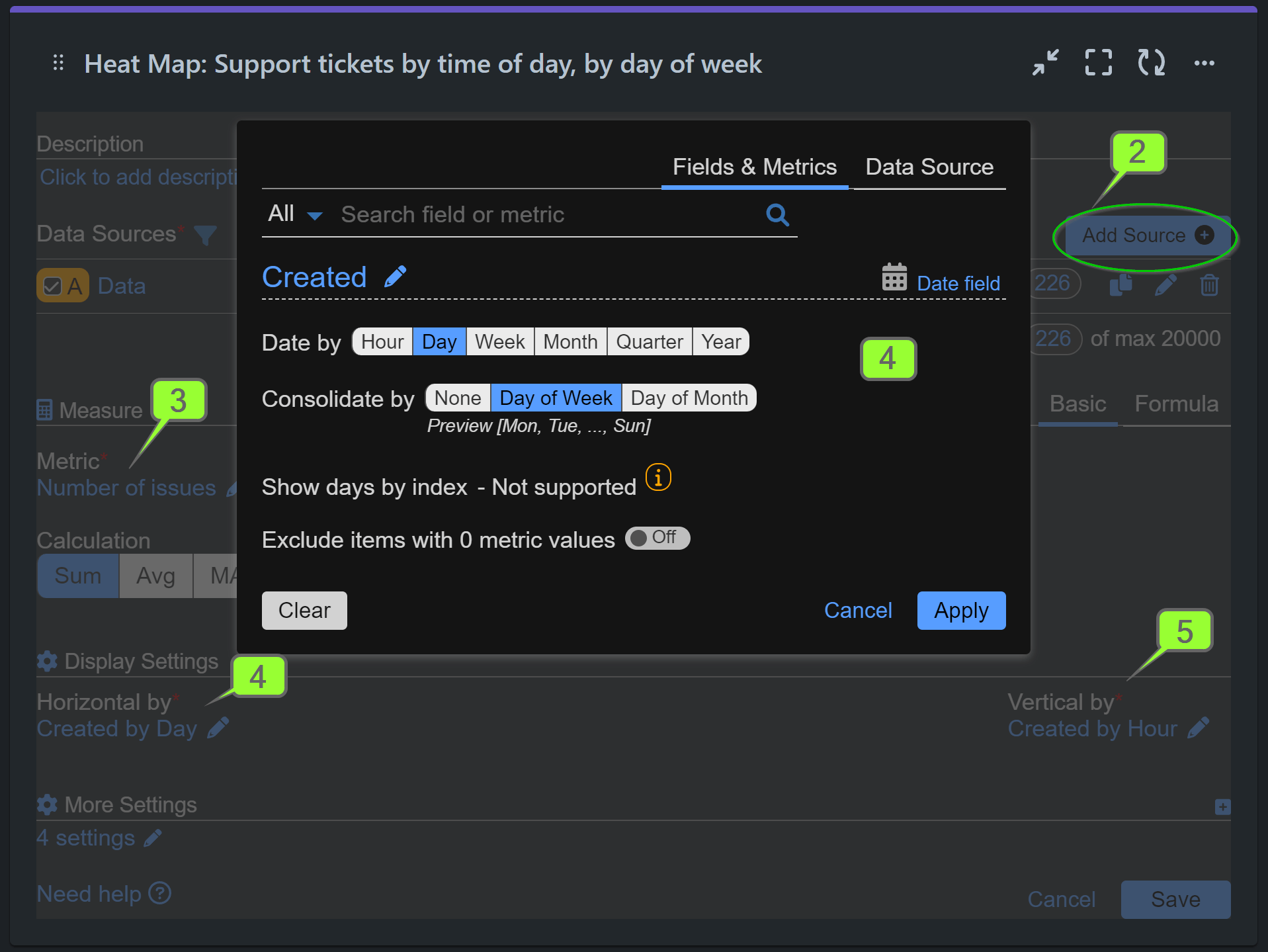 Heat map settings steps