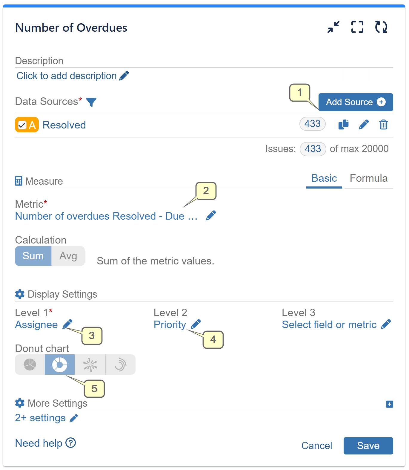 Number of overdues donut settings