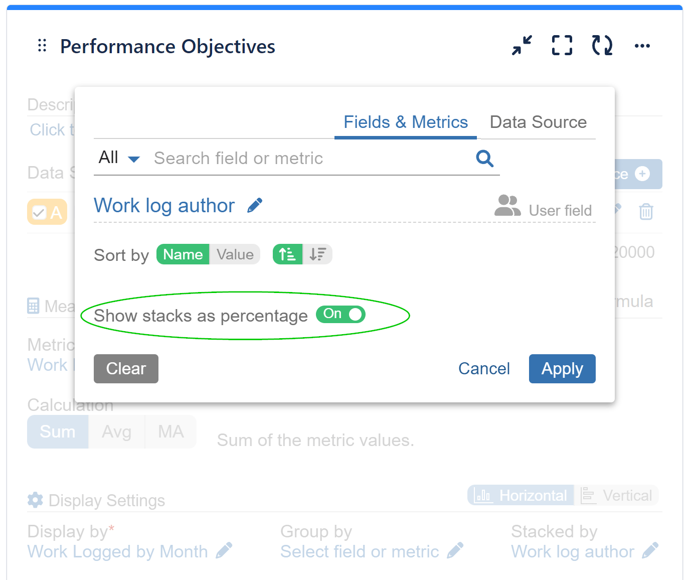 Show as percentage setting 1