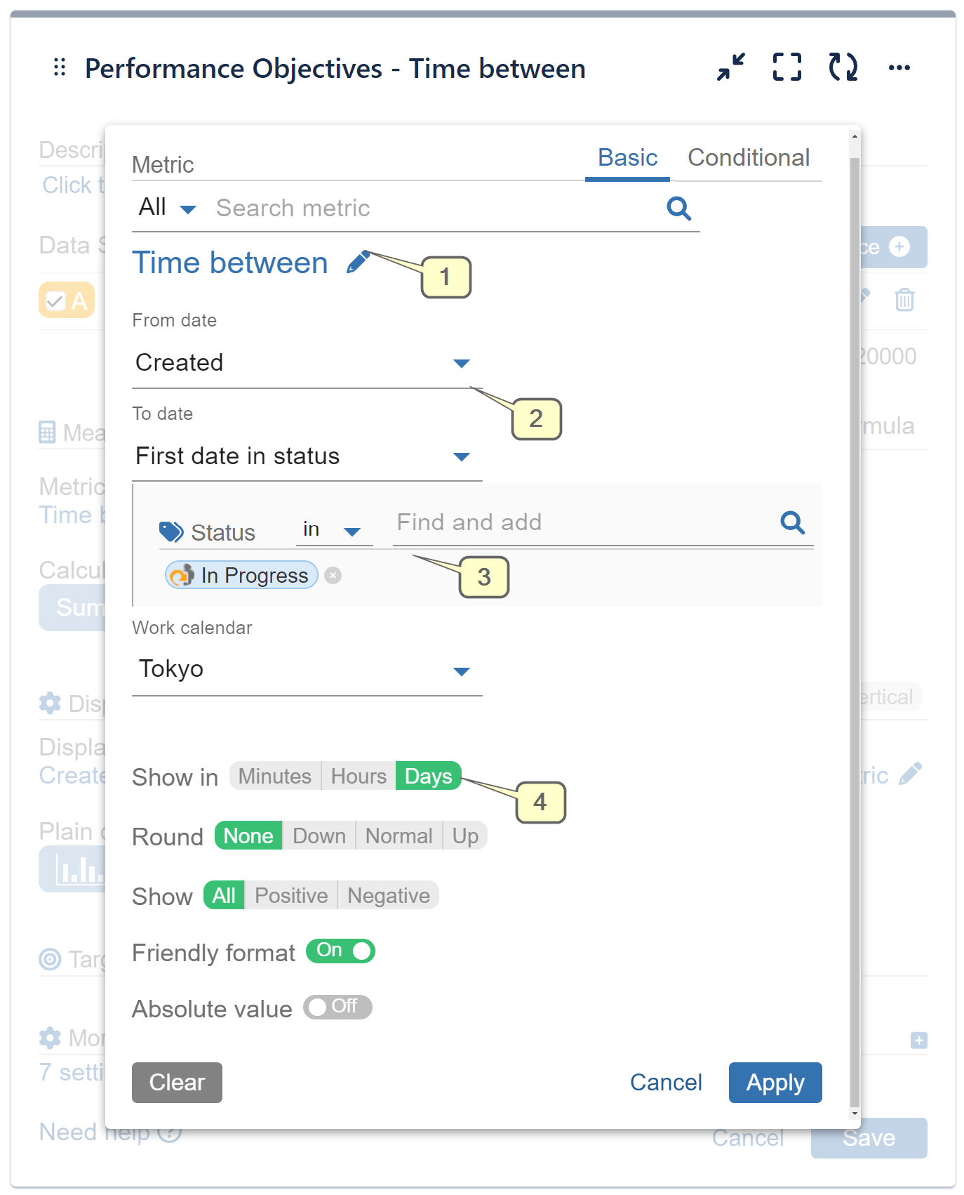 Time between metric settings