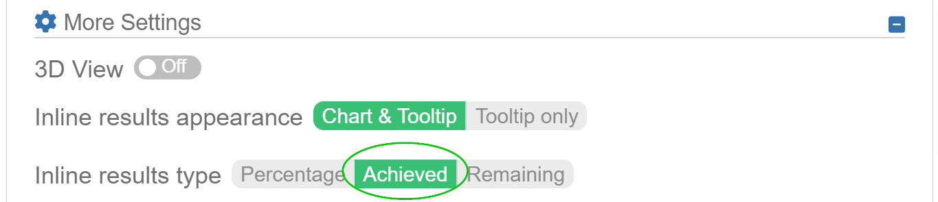 achieved target results settings