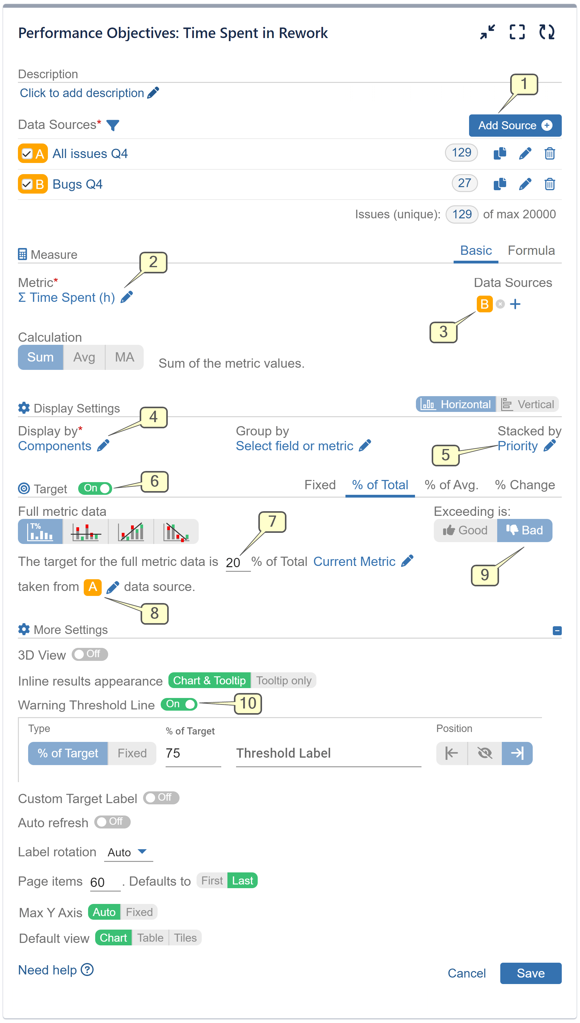 Time Spent In Rework KPI Settings Screen 1