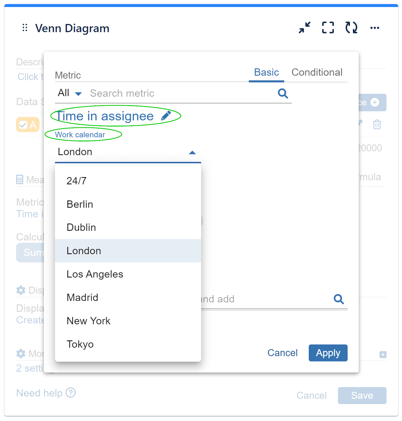 Work calendar time in status time in assignee settings