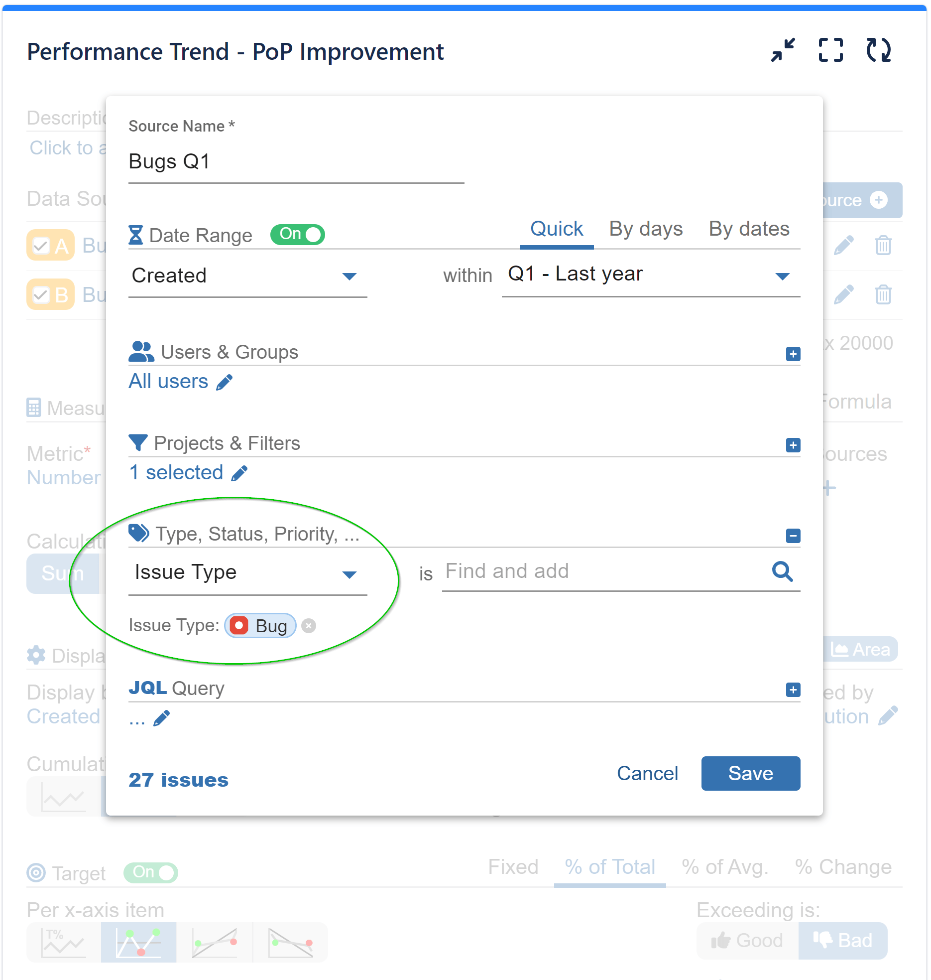 Bugs Data Segmentation Period over Period Improvement KPI