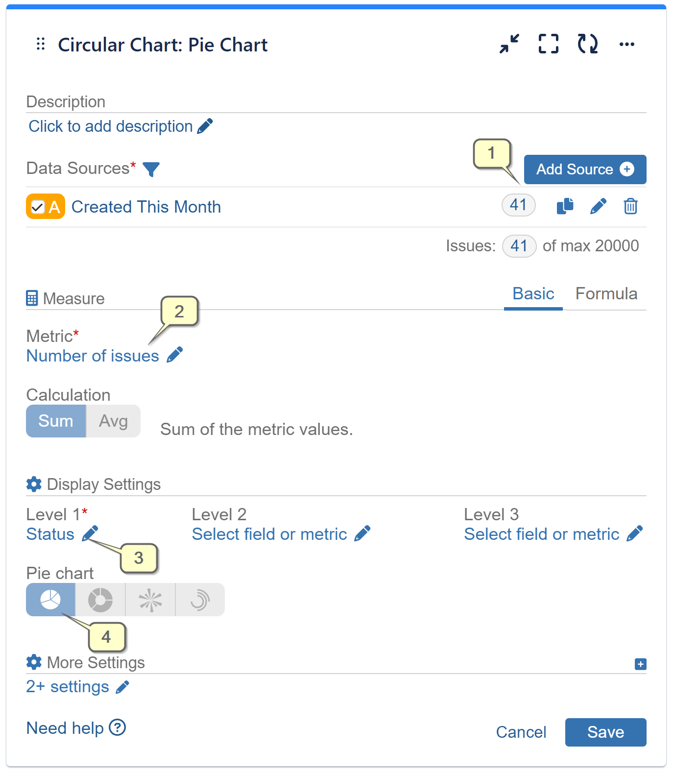 Circular gadget performance objectives jira settings