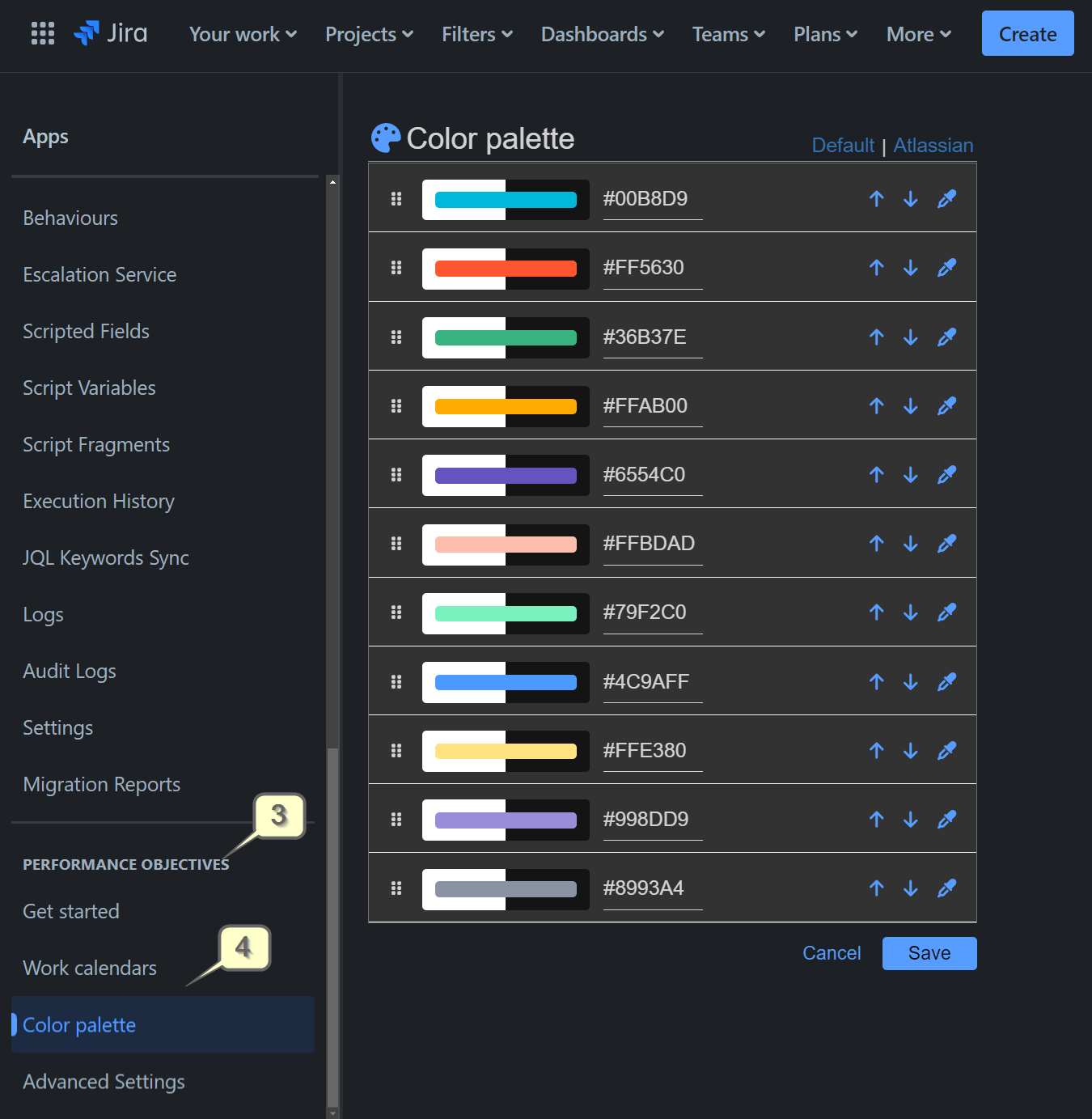 Color palette settings 2