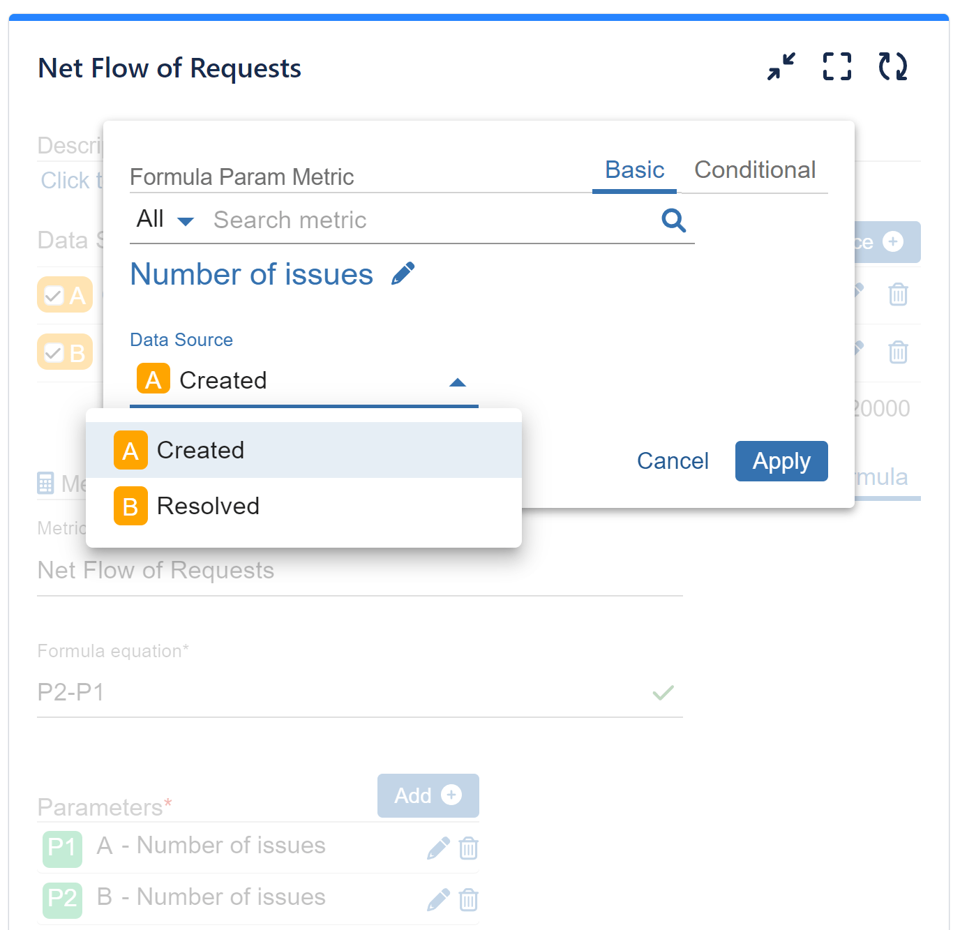 Data source select formula parameters