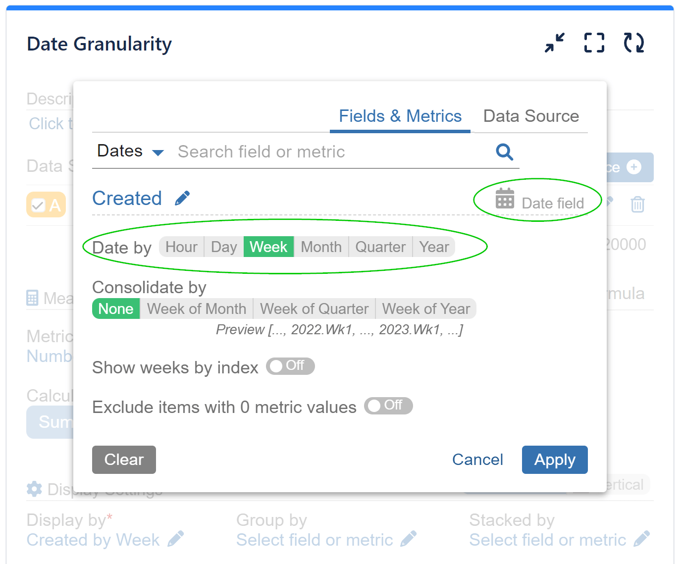 Date granularity settings