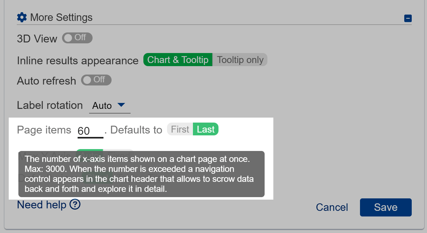 Page items number setting