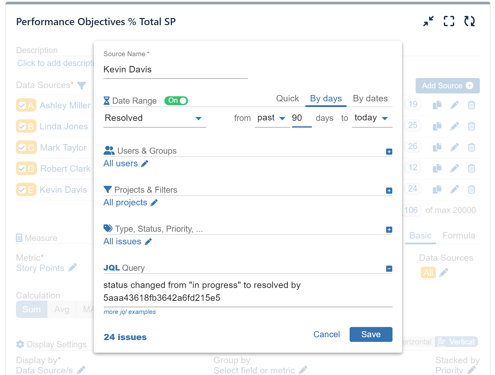 Percent of Total Story Points KPI JQL Query