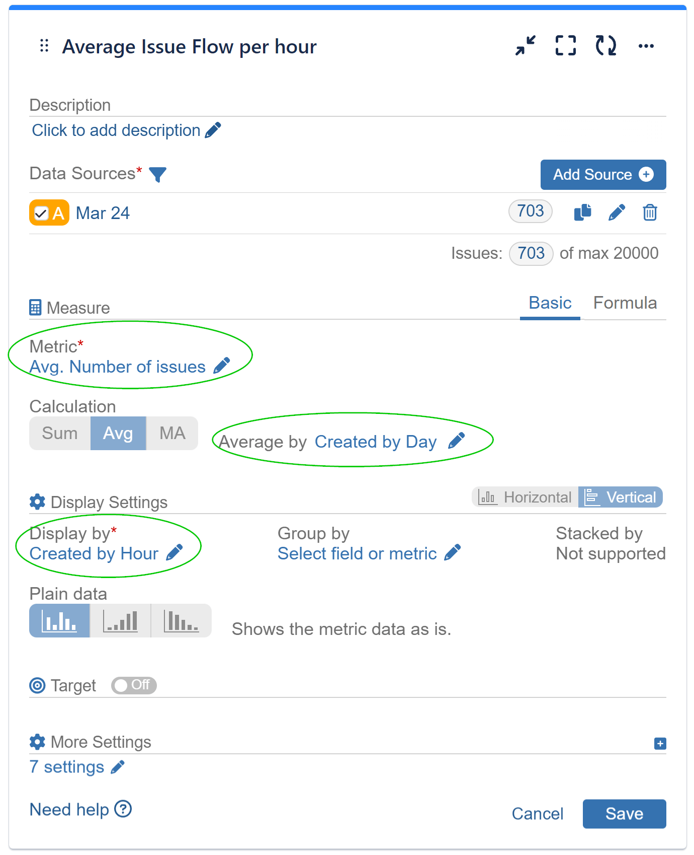 Average issue flow per hour settings jira