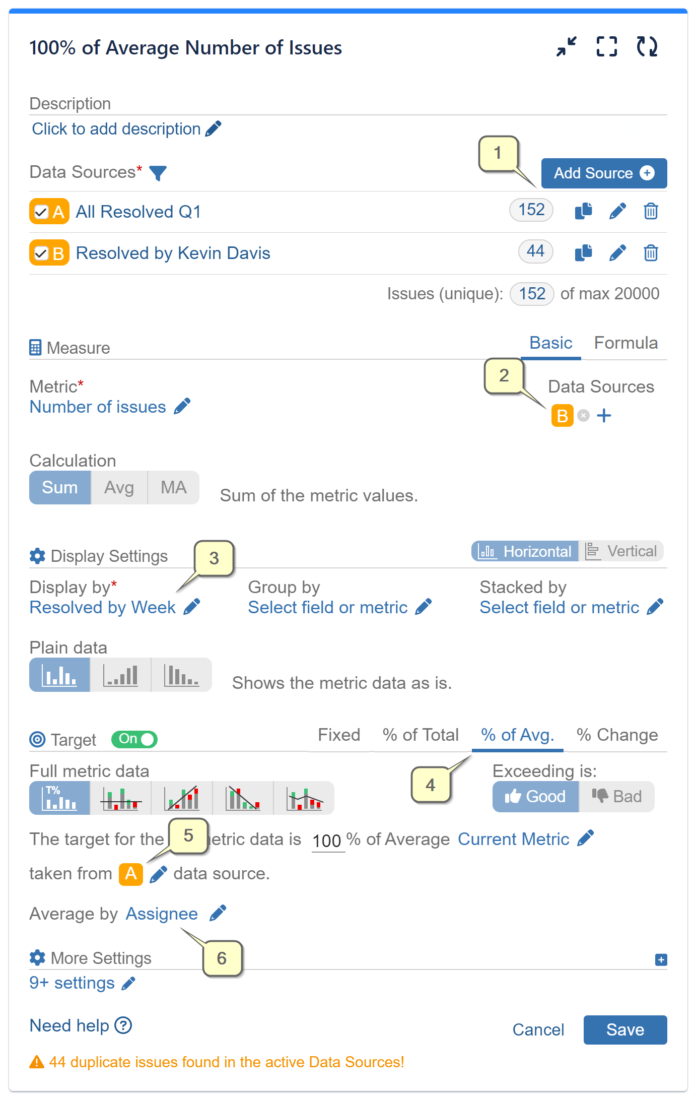 Average number of issues resolved KPI Jira settings 1