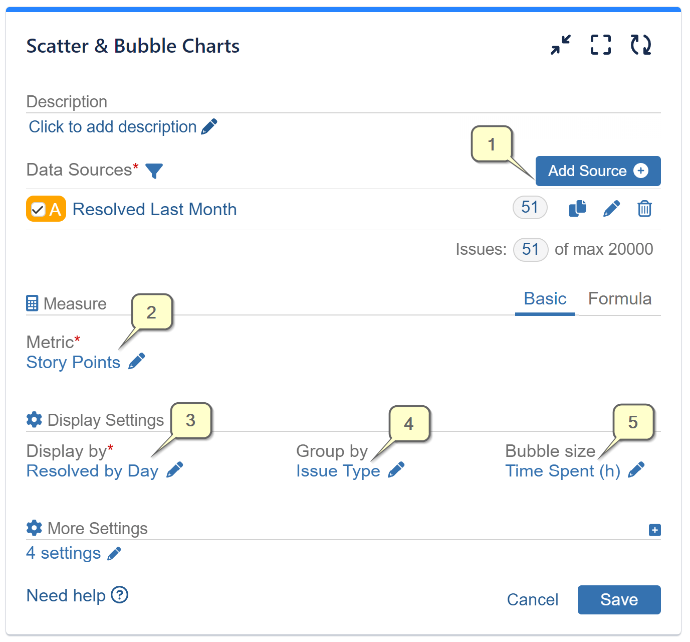 Bubble chart Jira settings