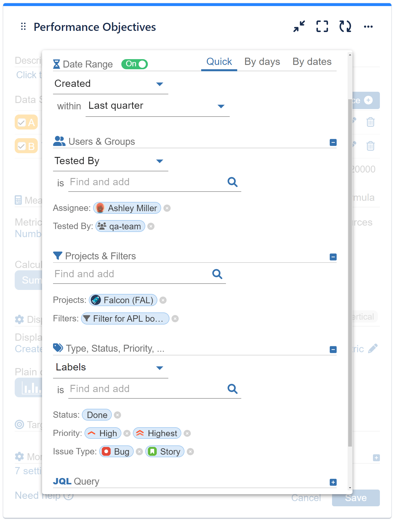 Data segmentation options data source filtering jira