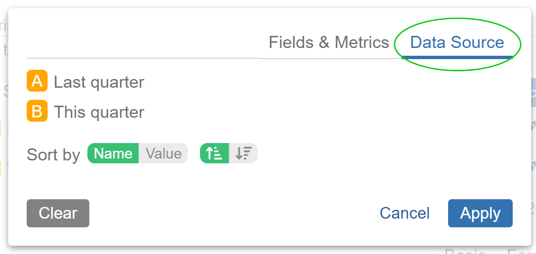 Display by Data Source settings