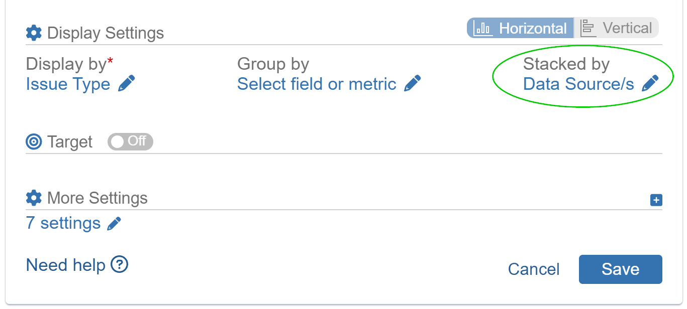 Stack by data sources settings jira