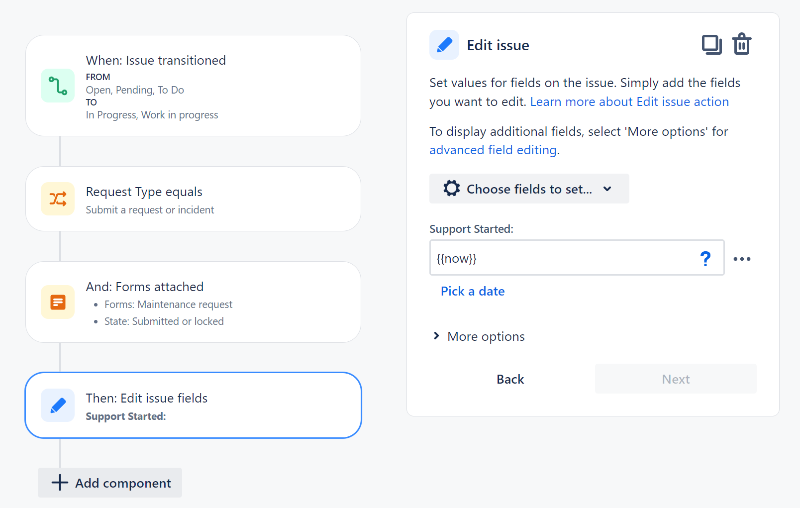Maintenance request Support start
