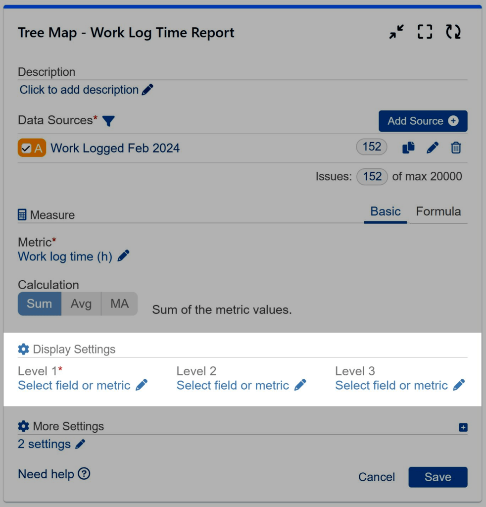 Display Settings Tree Map Gadget Jira 2