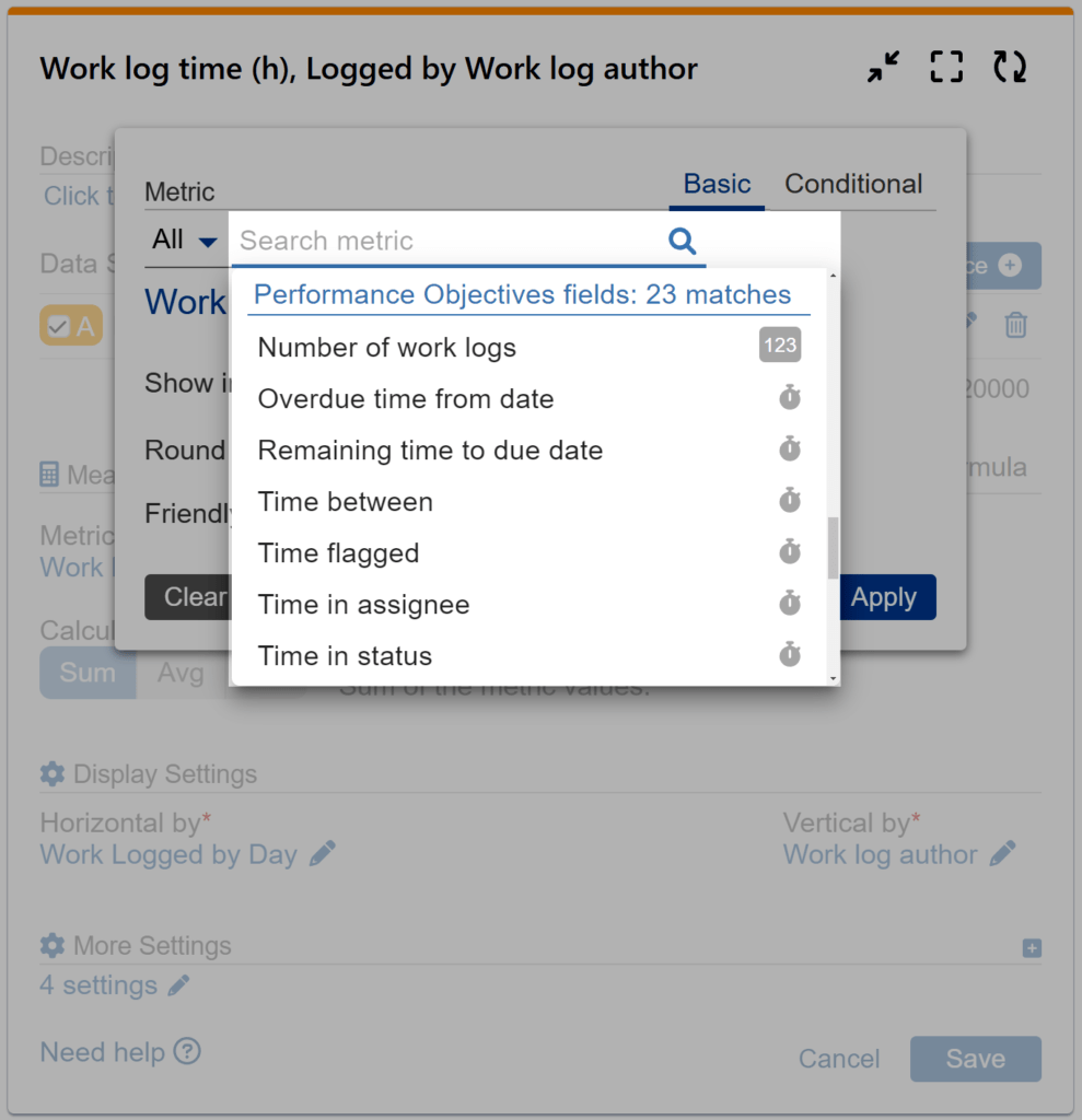 Heat Map Gadget Jira Metric Settings