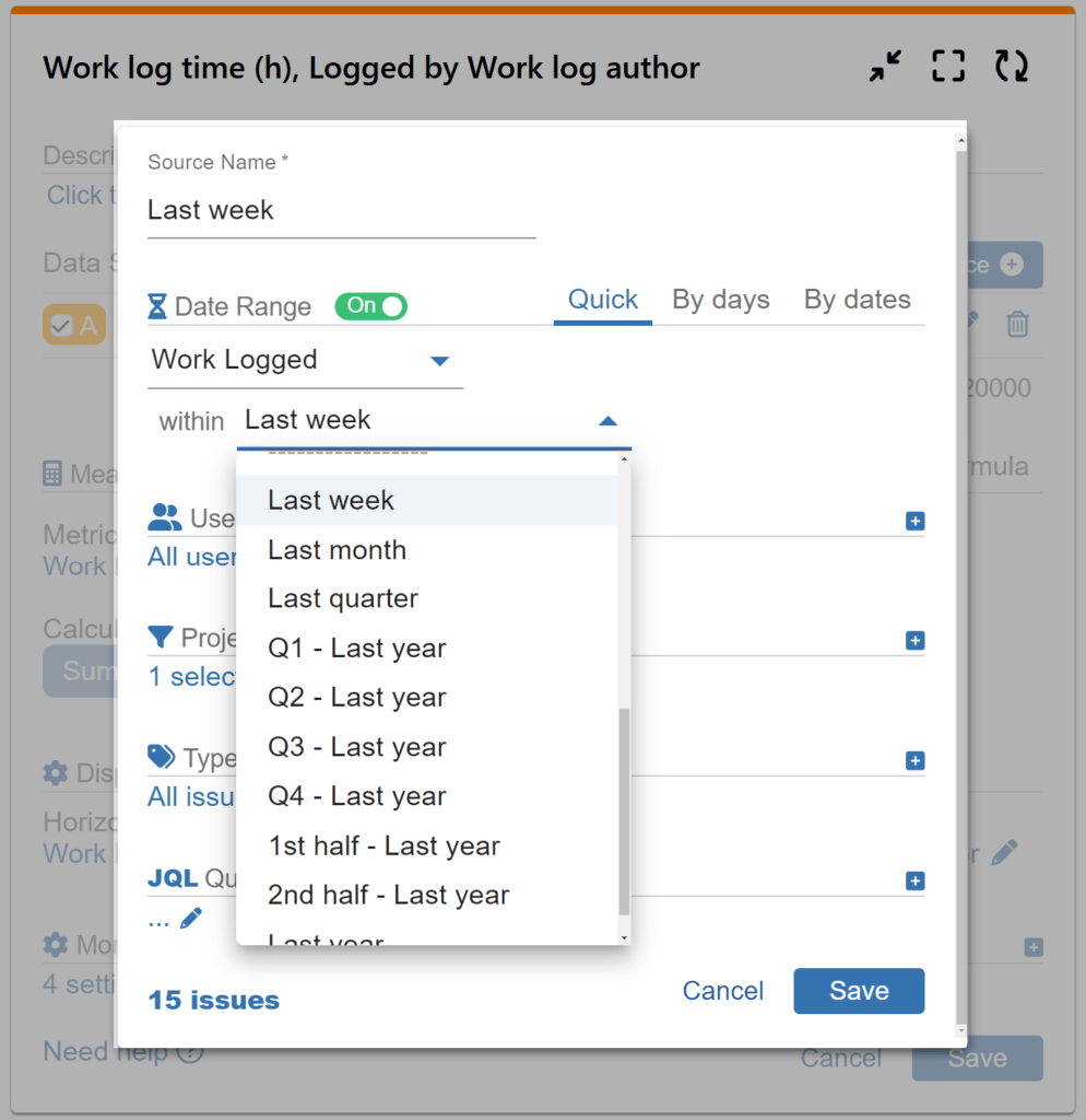 Heat Map Gadget Jira Worklog Report Datasource SettingsV3