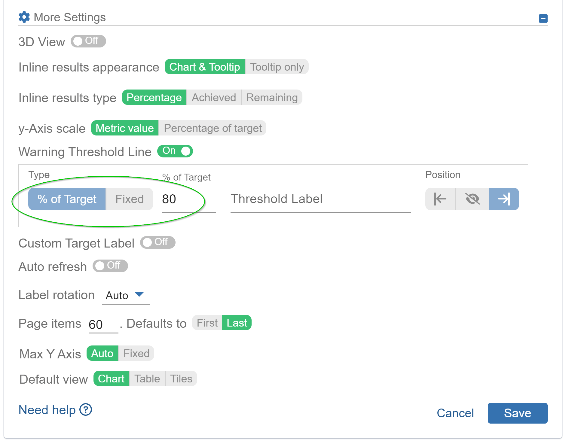 Moving Average as Target KPI More Settings