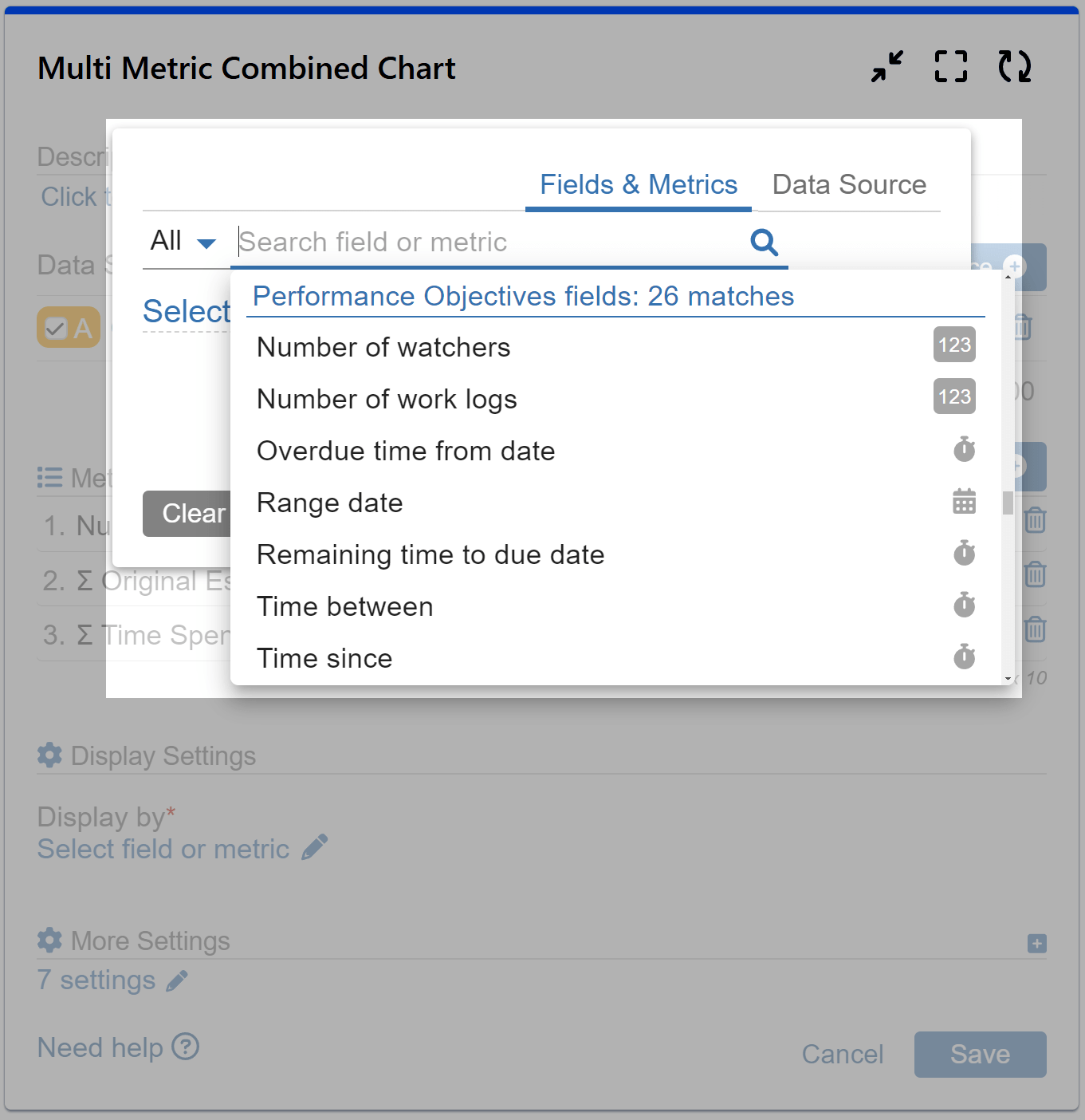 Multi Metric Combined Gadget Jira Display Fields