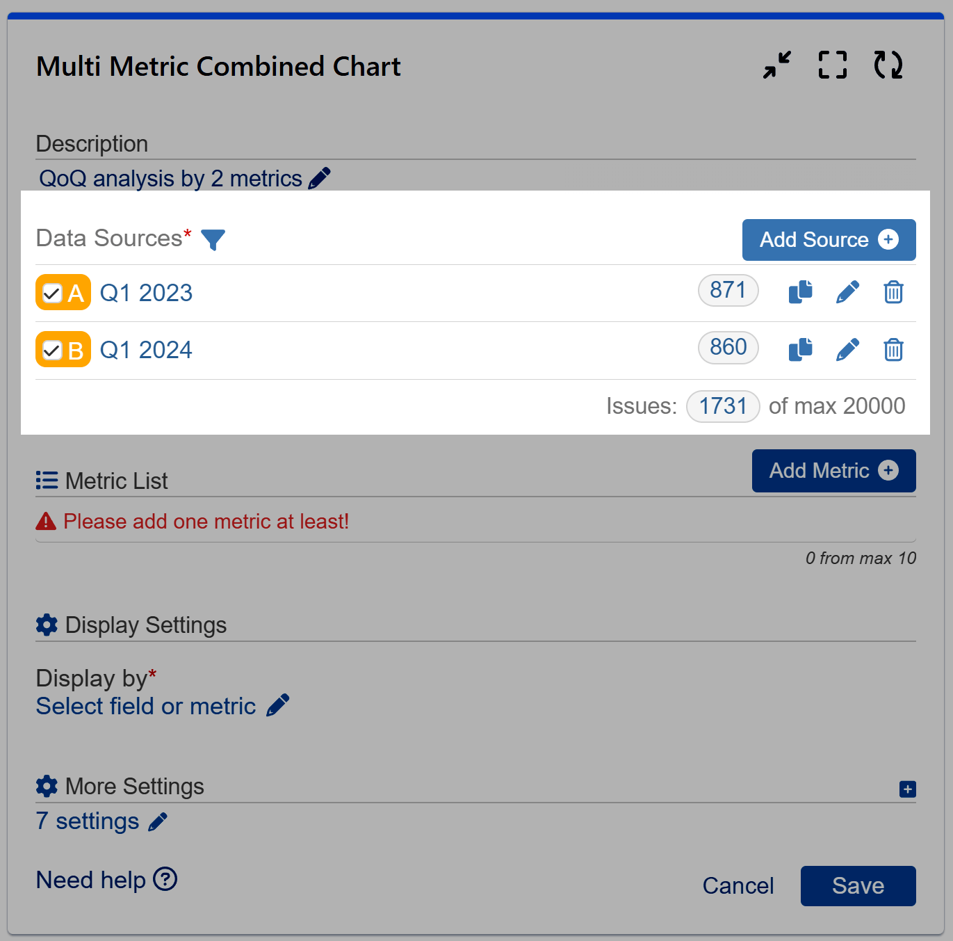 Multi Metric Combined Jira Gadget Data Source