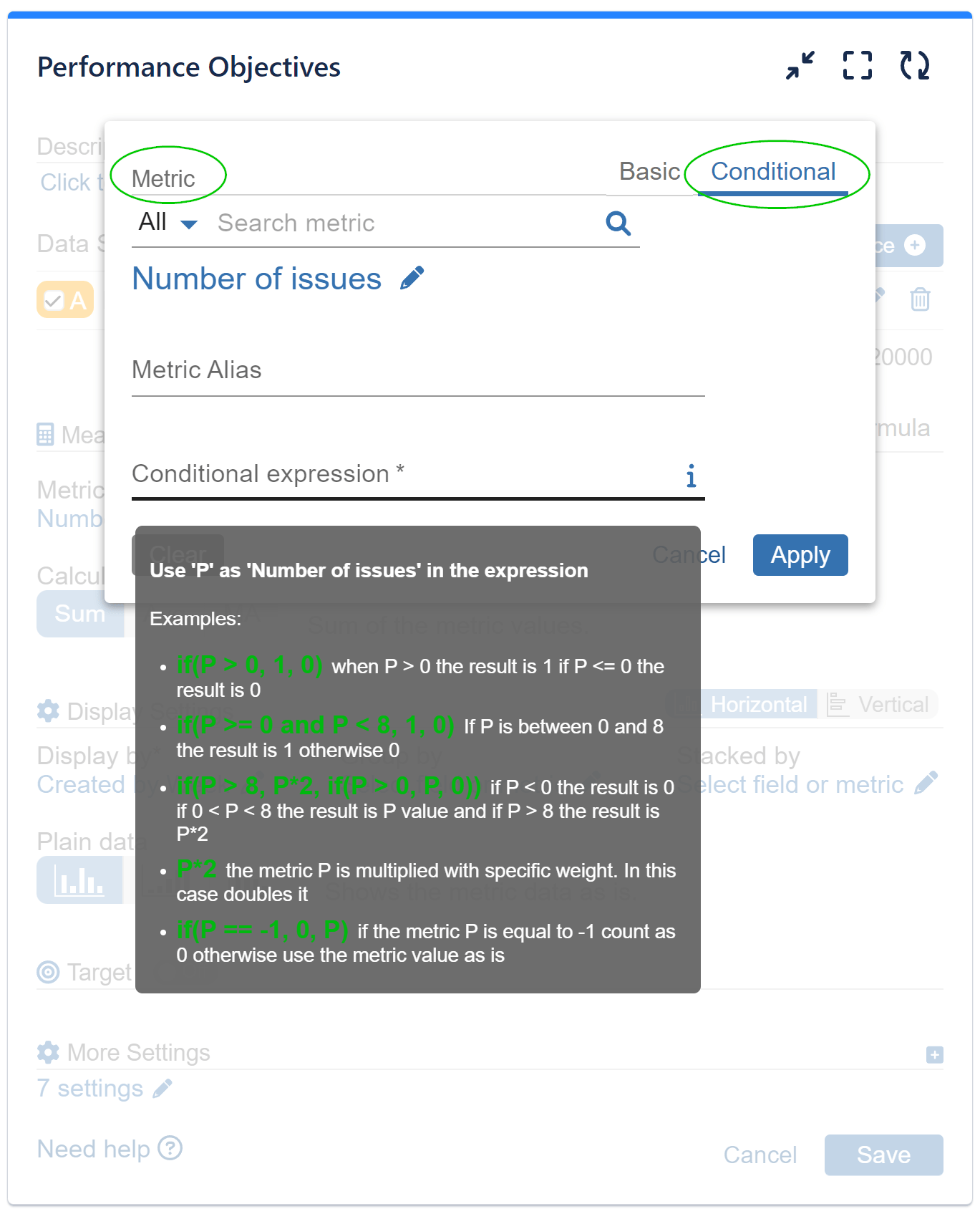 Conditional Metric Feature Jira Dashboard