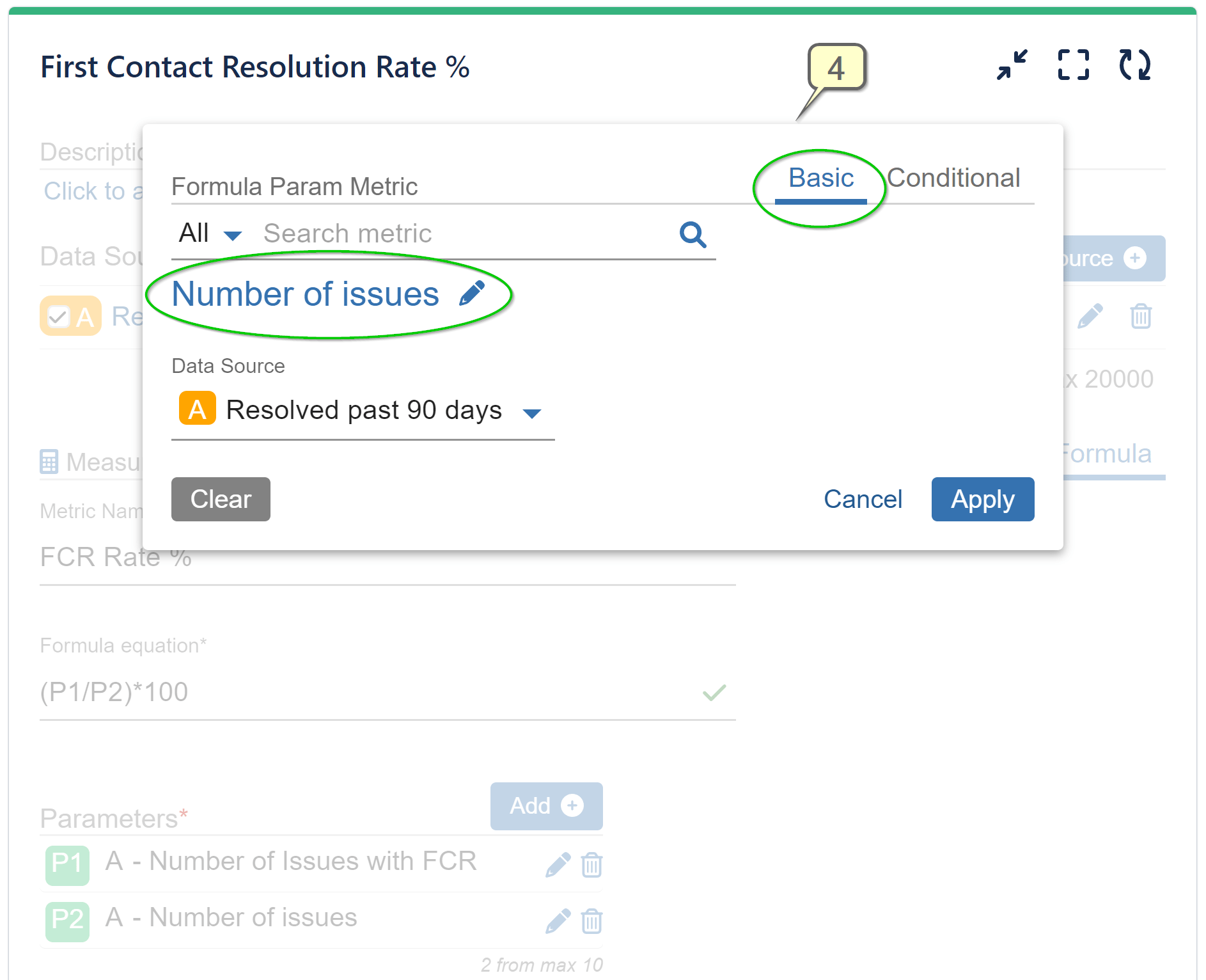 FCR Rate formula parameter 2