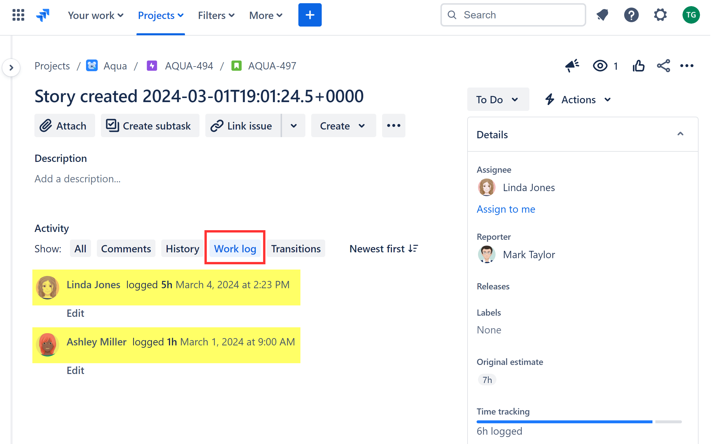 Issue Level Detailed View for Jira Worklogs 1
