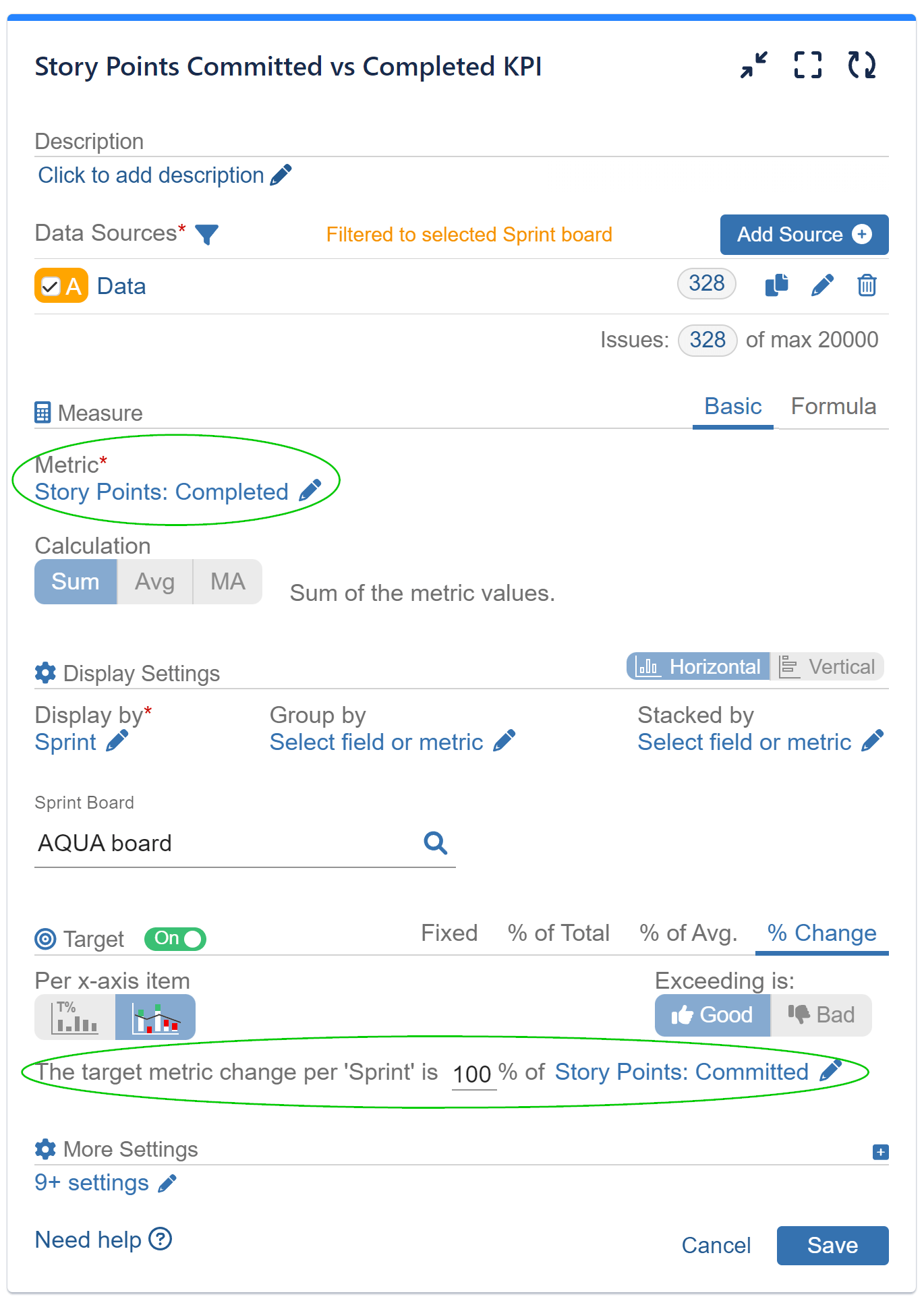 Story Points Completed vs Committed Target Settings