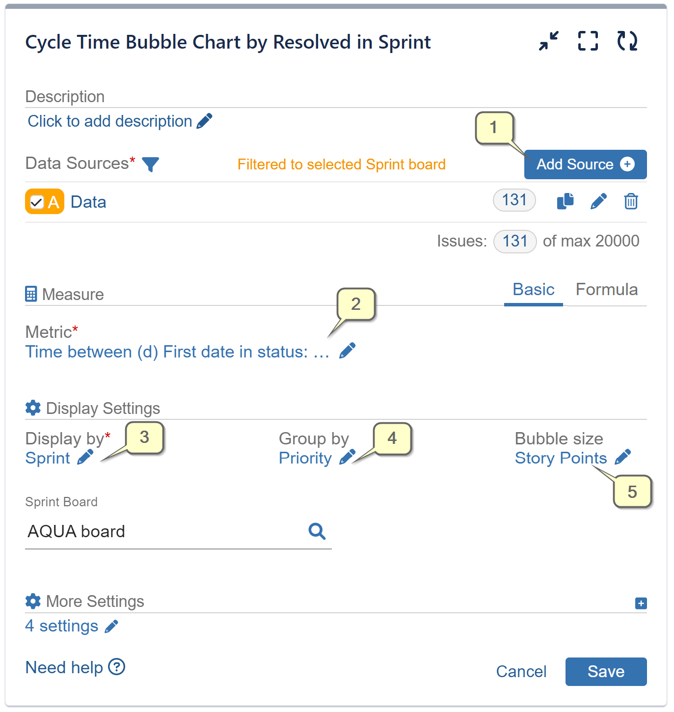 Bubble Chart Cycle time resolved by sprint settings