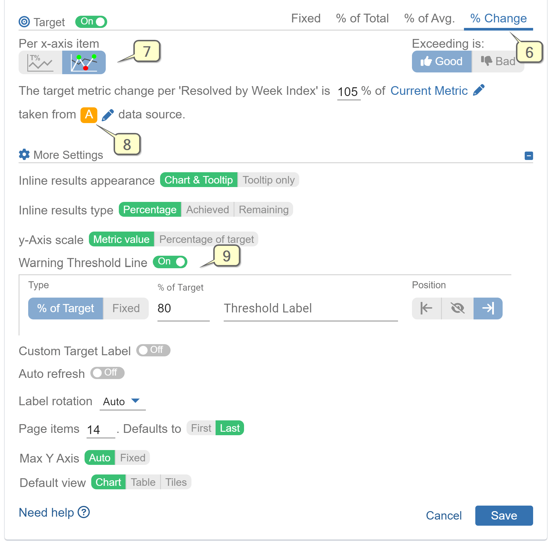 PoP Change KPI Jira Dashboard Settings2
