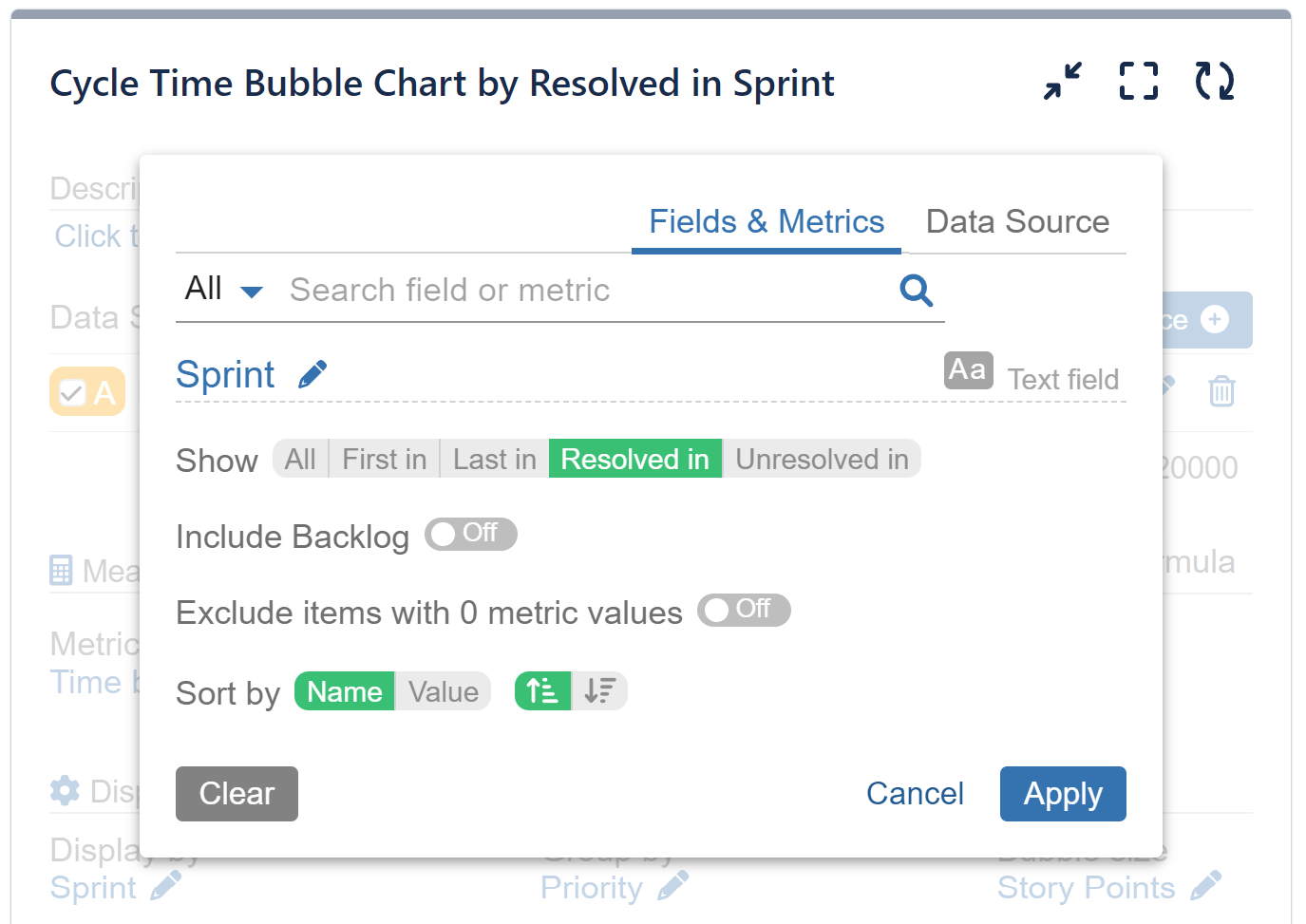 Resolved in sprint setting